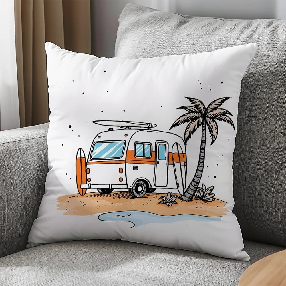 Housse de coussin Van Life Camper Van Boho, décoration de plage, esthétique rétro, voyage d'été, cam