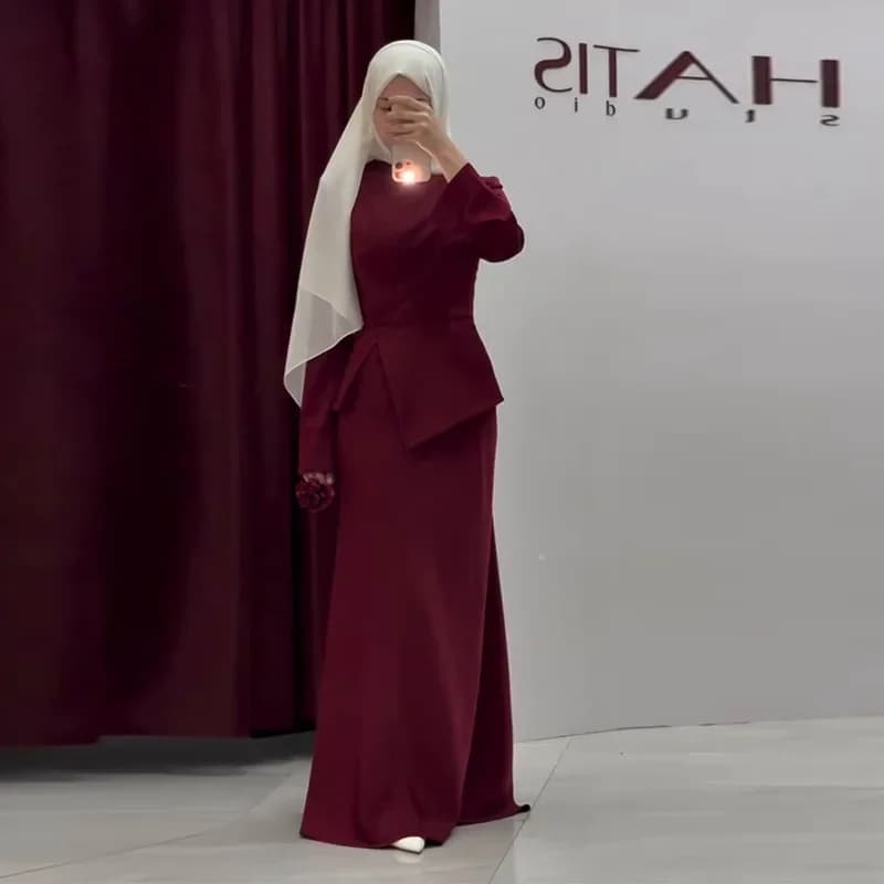 Ensemble jupe et haut pour femme musulmane, 2 pièces, pour l'Aïd, le Ramadan, tenue de fête islamiqu