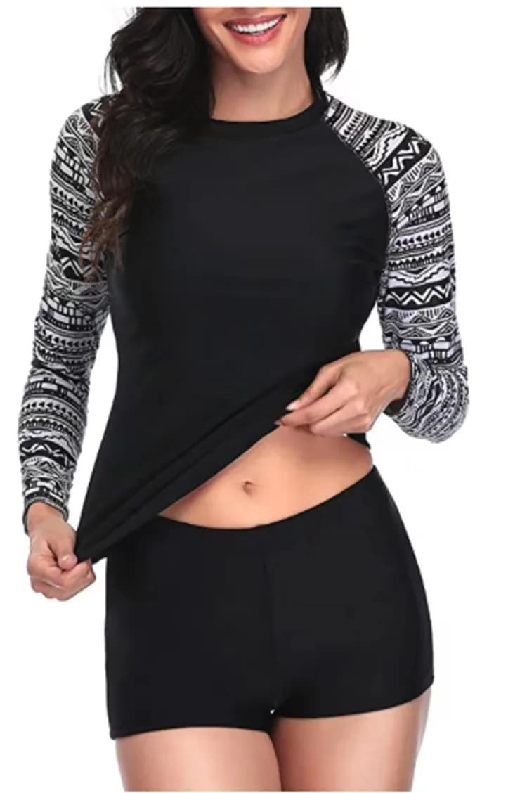 Manches longues deux pièces surf maillot de bain femmes 2025 nouveau maillot de bain à cordon floral
