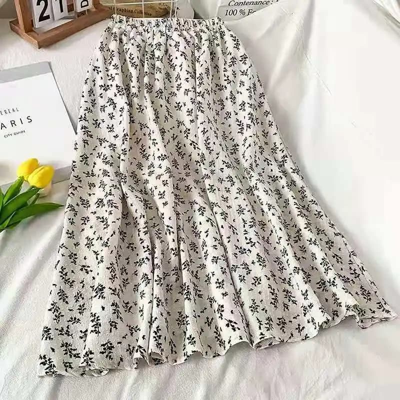 2025 printemps et été nouvelles femmes jupe Vintage jupe florale taille haute mi-longue a-ligne jupe