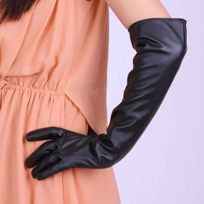 Gants longs en cuir PU pour femmes, 50 cm, pour spectacle sur scène, défilé, bar, défilé de mode