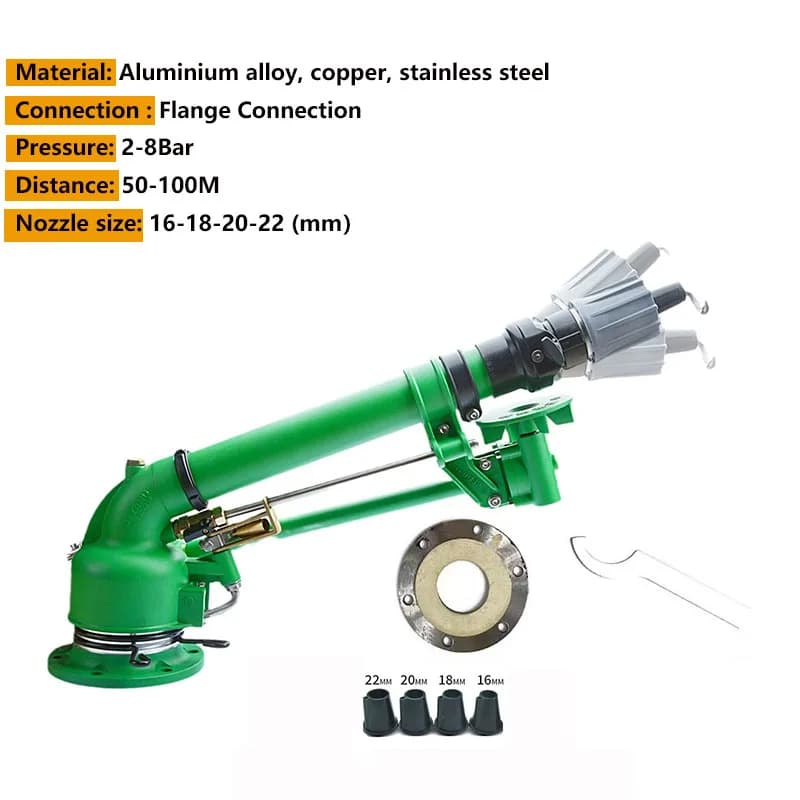 Grand Pistolet de Pluie en Métal Amélioré, Distance de Tir de 50 à 110m, pour Système d'Irrigation d