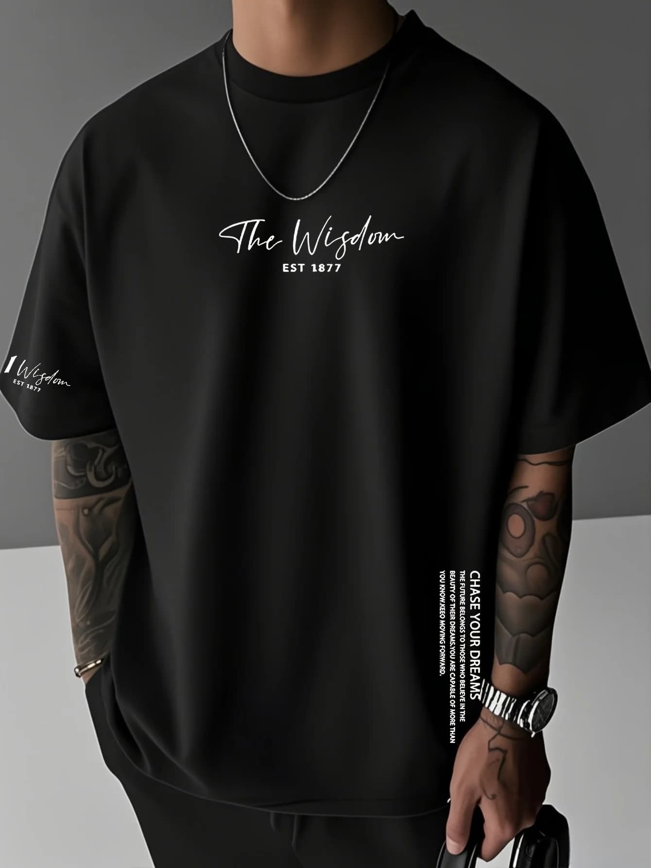 T-shirt graphique à lettres en écriture cursive minimaliste pour homme, respirant, 100% coton, parfa