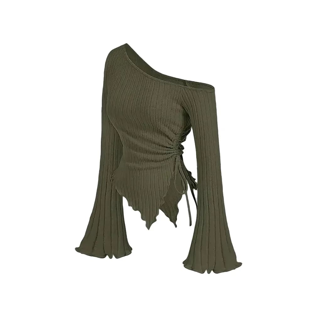 T-shirt asymétrique élégant pour femme, coupe ajustée, style décontracté urbain, à épaules dénudées,