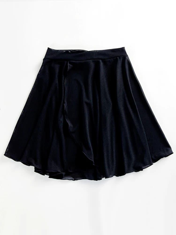 Jupe mi-longue de danse classique en gaze filet avec taille élastique, croisée devant, pour adultes 