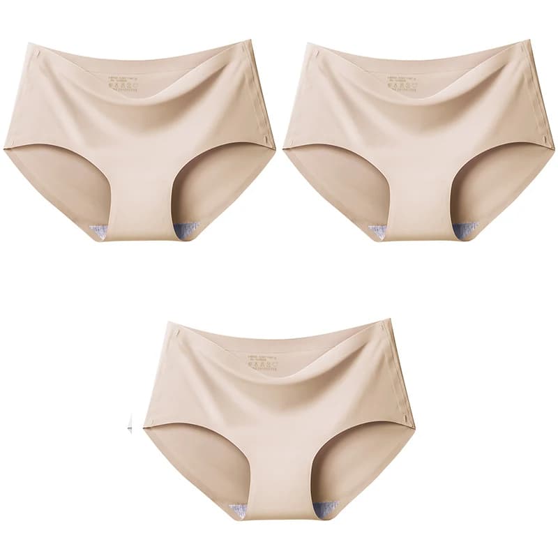AOTOLK Lot de 3 culottes sans couture taille XXL pour femme, taille mi-haute, respirantes, en soie g