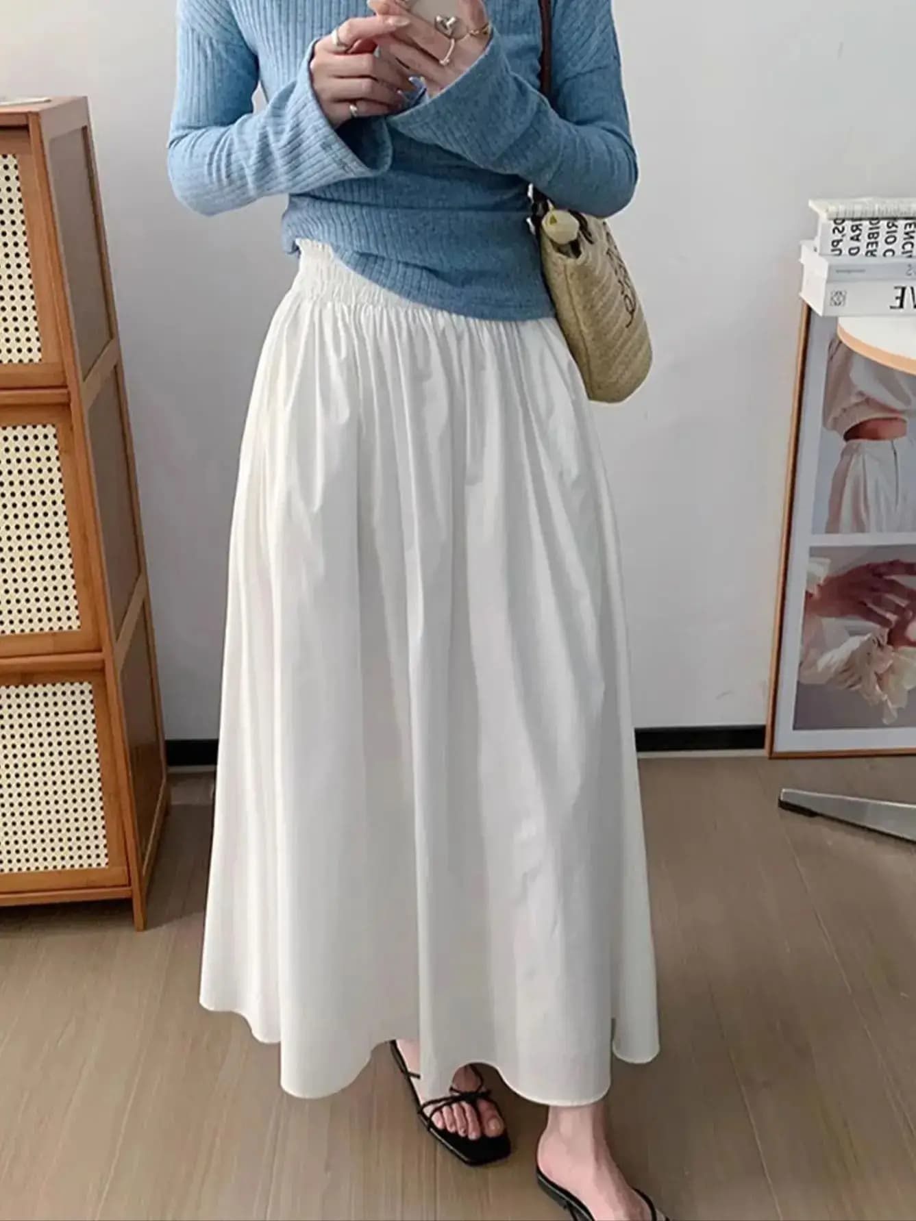 Jupe pantalon slim taille élastique, jupe longue ample pour loisirs d'été et d'automne, vêtements po