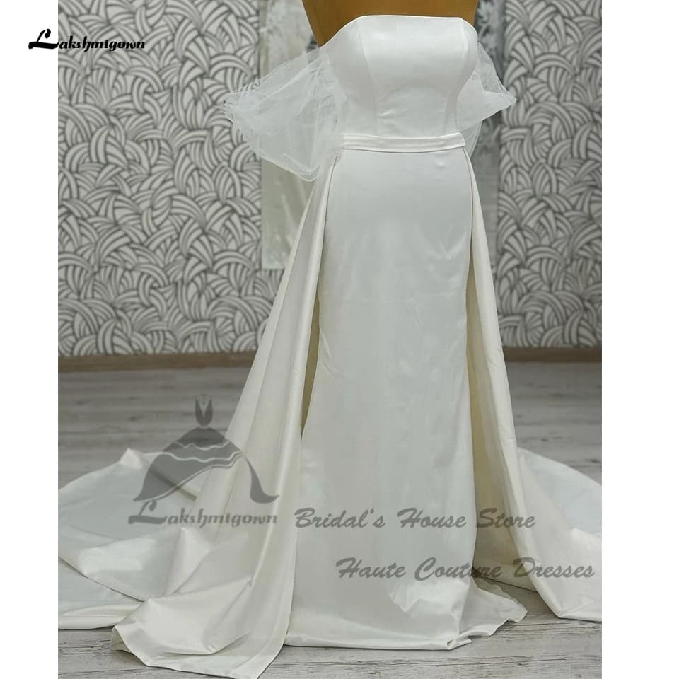 Yanshmigown-Robes de Patients Sirène Civile en Satin, Jupe Amovible, Tenues de Mariage Simples Perso