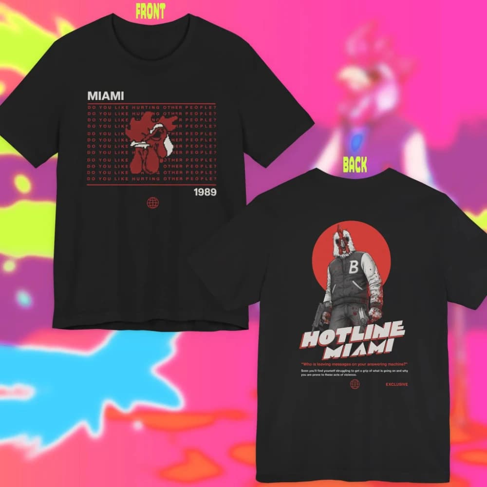 T-shirt graphique Miami Hotline, style rétro Miami 1989, pixel art, pur coton, streetwear pour coupl