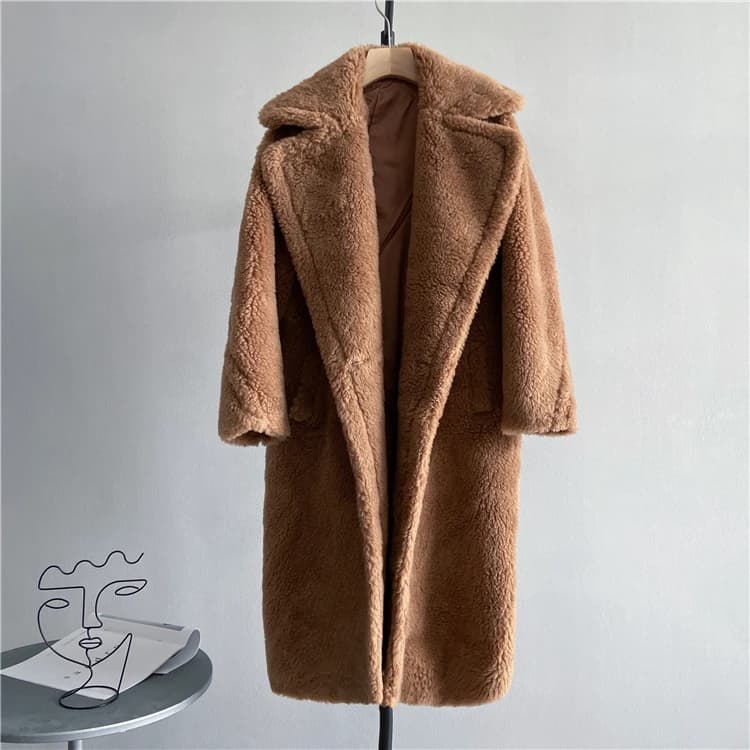 Veste d'hiver femmes manteau Long laine tissé tissu épais vêtements d'extérieur chauds surdimensionn