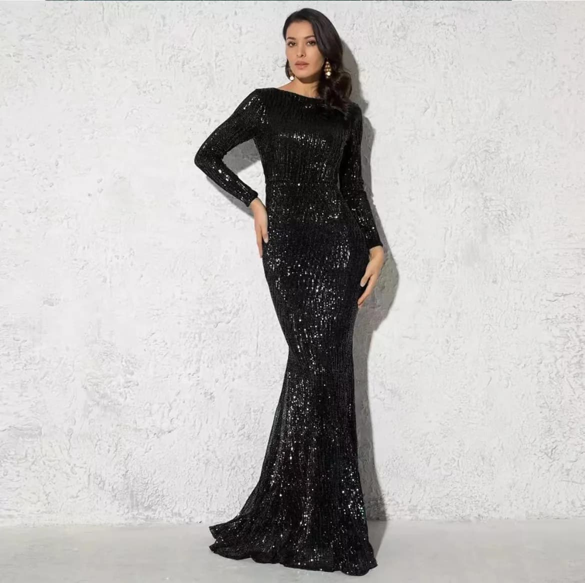 Robe longue à sequins brillants, grande taille, style festif, robe de soirée élégante pour femme, st