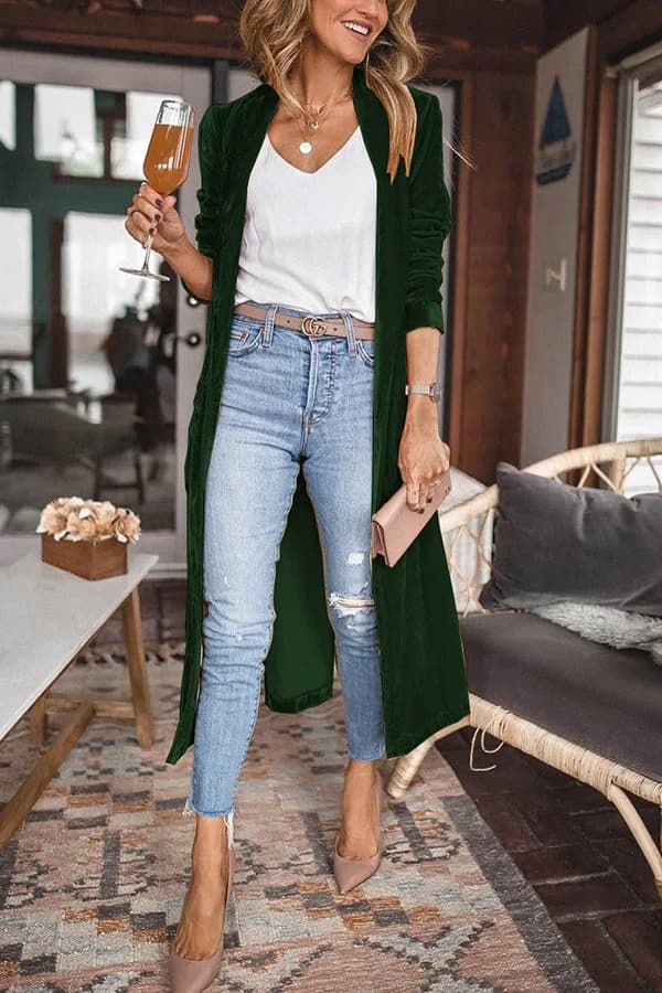 TEELYNN-Robe Kimono en Velours à Manches sulfpour Femme, Manteau Décontracté, Vintage, Boho, Tenue d