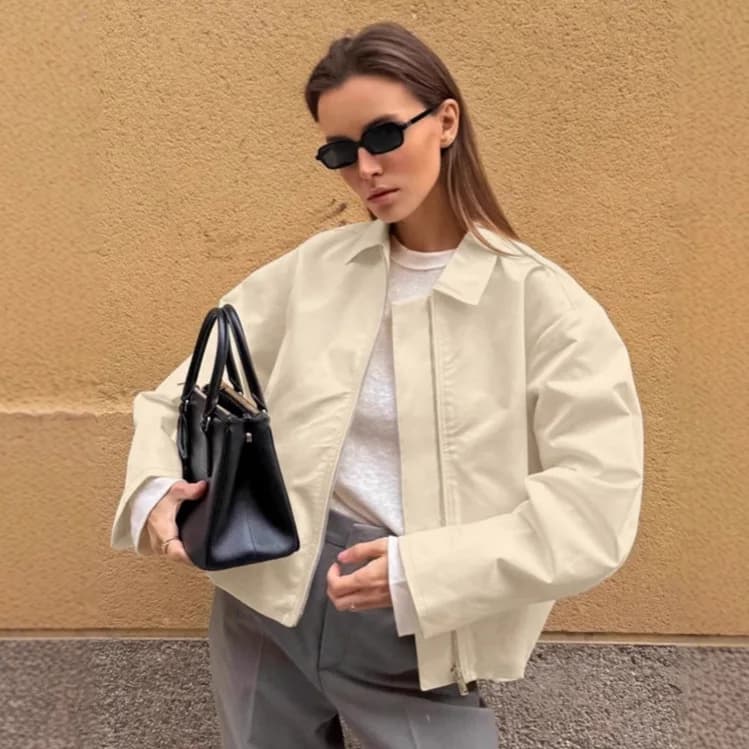 Veste kaki à température et à la mode pour femme, veste décontractée à revers en coton ample, automn
