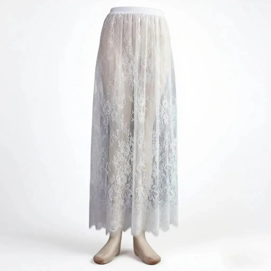 Jupe asymétrique irrégulière en dentelle, taille haute, Vintage, Fairycore, Sexy, Y2K, style Boho, e