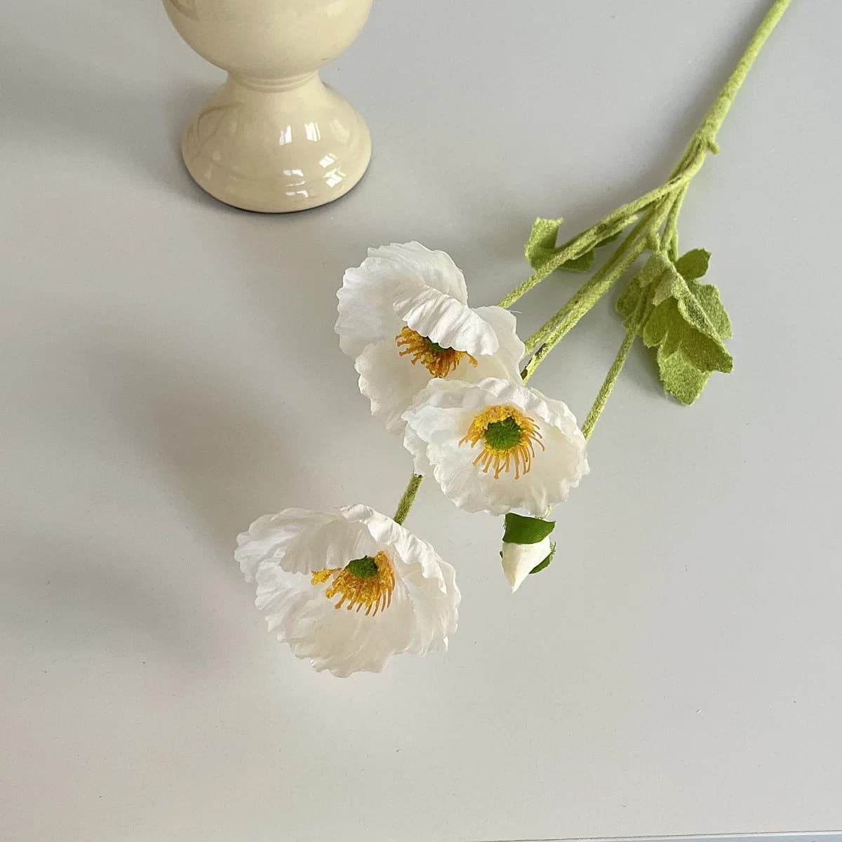 Fleurs artificielles de 59 cm, fleurs de pavot en soie à longue tige, décoration pour l'inauguration