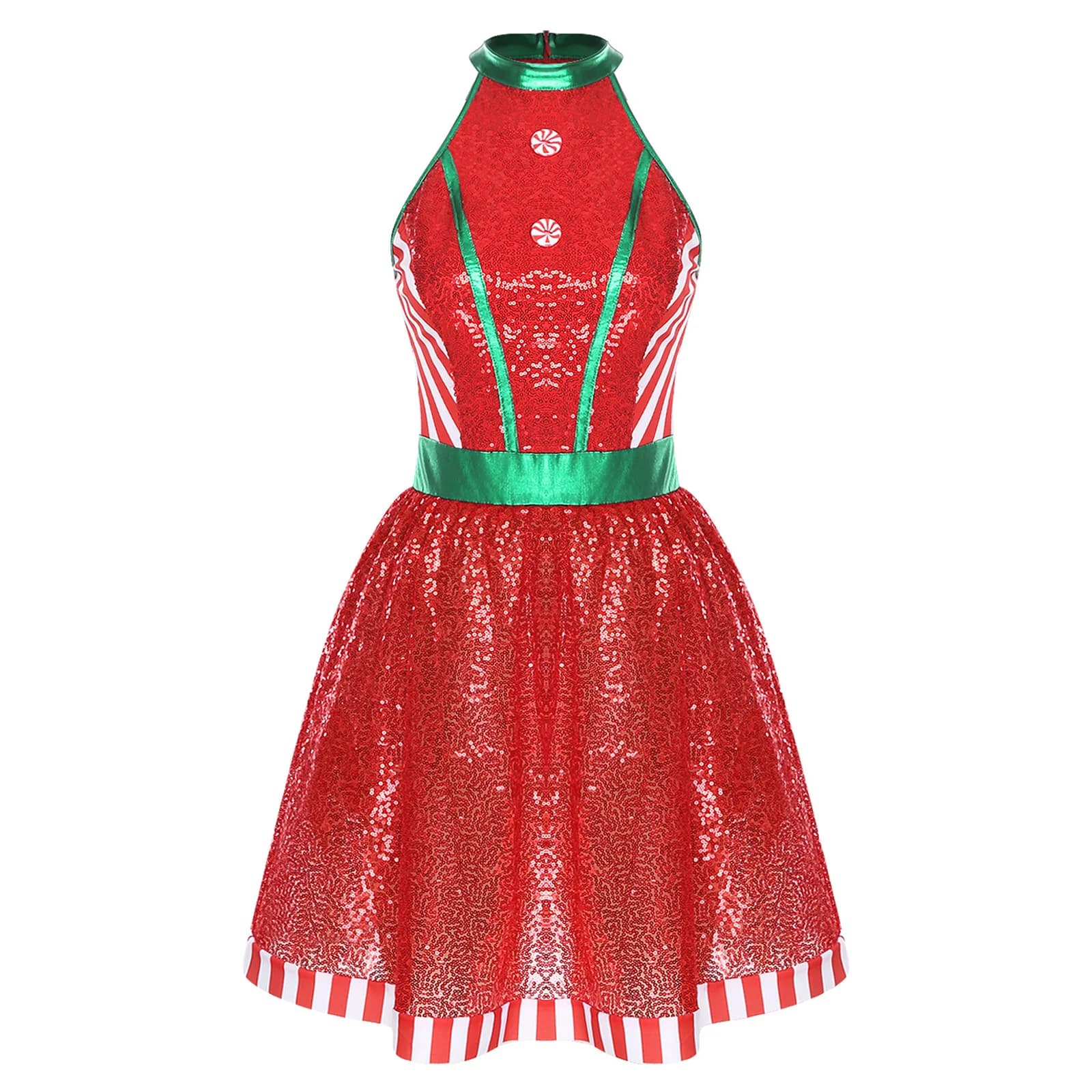 Robe de soirée de noël pour femmes, sans manches, paillettes brillantes, en Tulle, canne à sucre, Tu