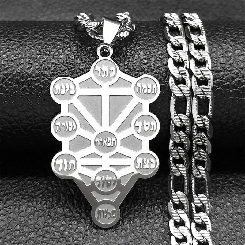 Kabbalah Sephirot arbre de vie pendentif hébreu collier pour femmes hommes Cabala chaîne en acier in