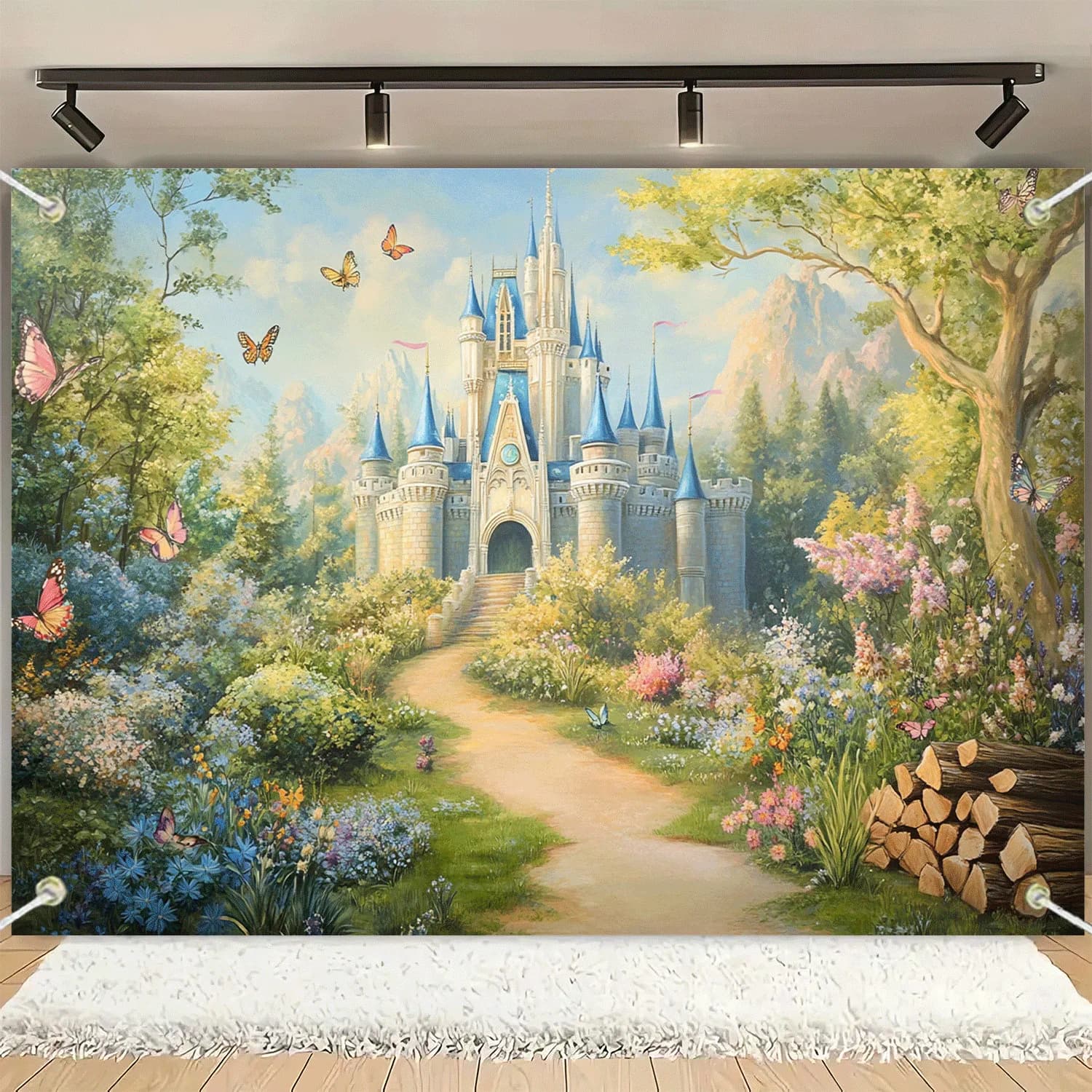 1 Classic Princess Castle Background Banner - Fairy Tale Castle Banner, Suitable for Birthday and Ch