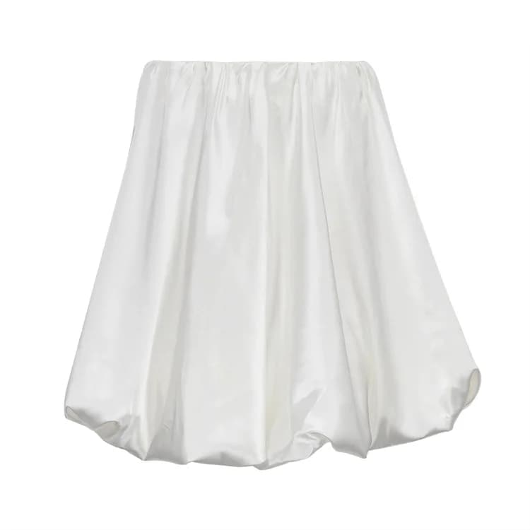 Mini jupe trapèze taille haute en satin blanc pour femme, jupe de bureau élégante pour femme, mode c