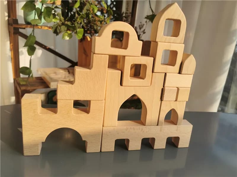 Ensemble de blocs de construction en bois pour enfants, château à empiler, jouets avec cubes transpa