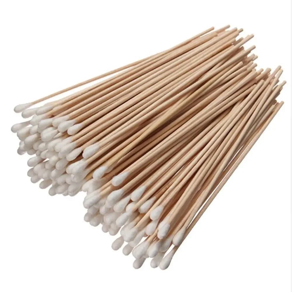 Bâtonnets médicaux en coton de 6 pouces de long, applicateurs en coton avec manche en bois