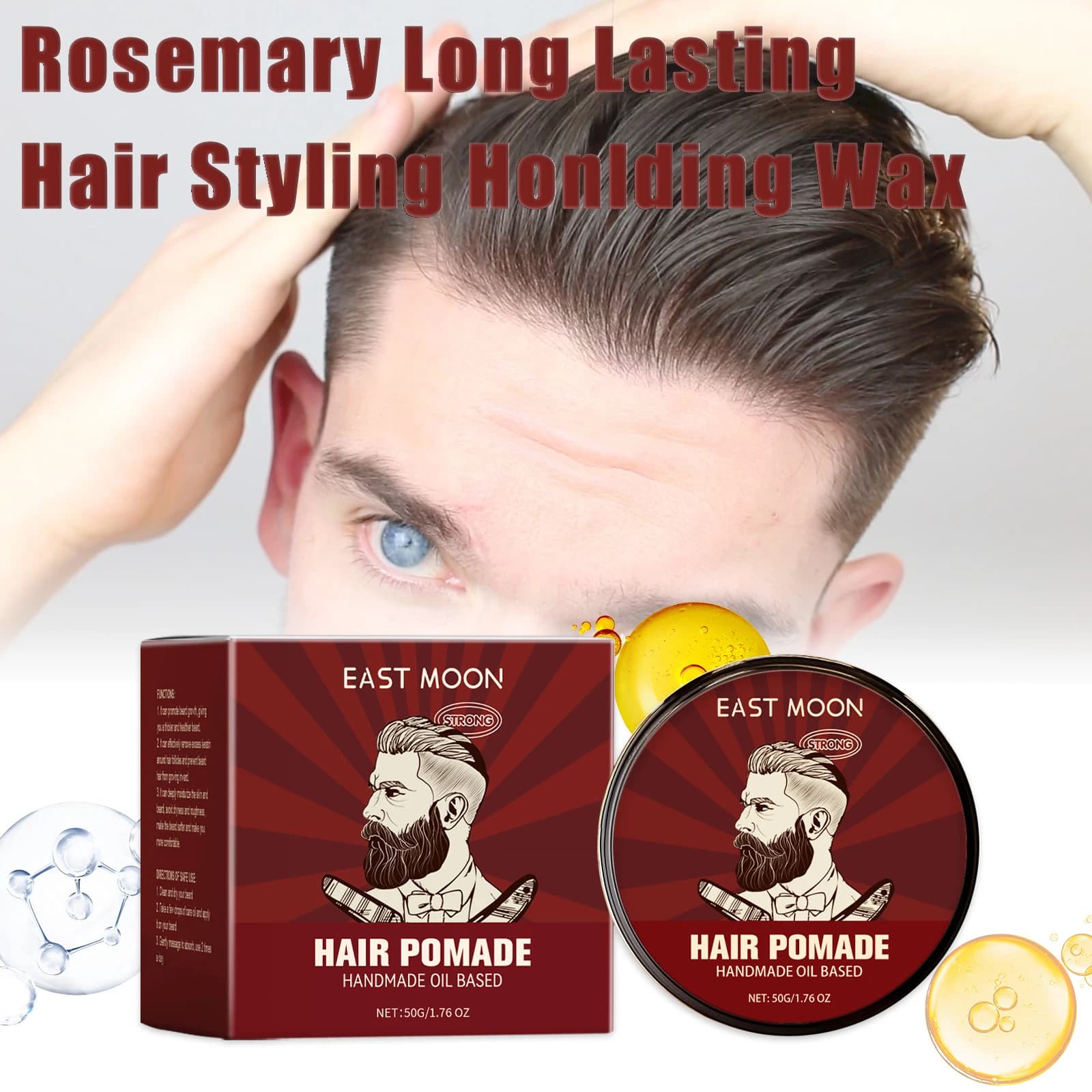 Cire coiffante longue durée pommade au romarin cheveux moelleux garder les cheveux huile bord contrô