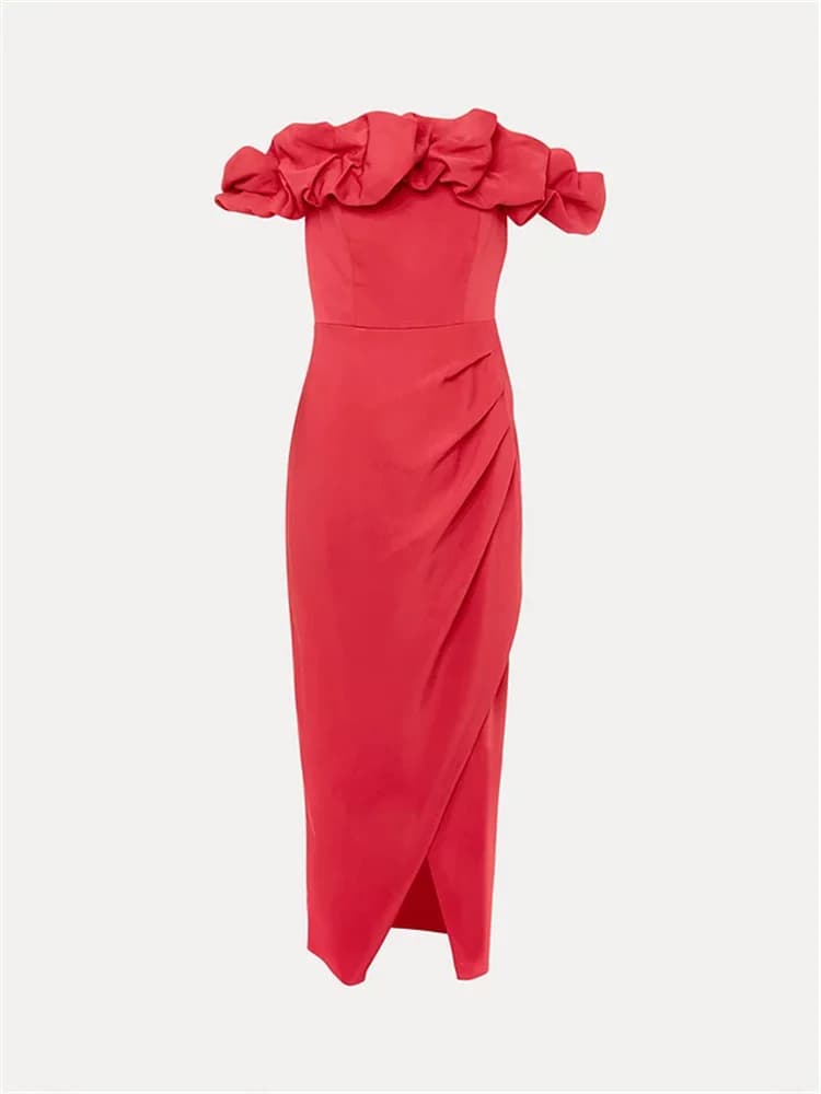 Bardot-Robe de Soirée en Satin Élégante pour Femme, Gaine en Fibre, Fermeture Éclair au Dos, Longueu