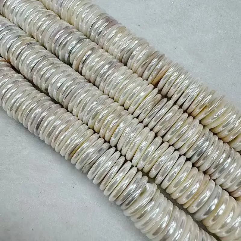 2X12mm Coquillages naturels en nacre de couleur naturelle en forme de pièce de monnaie, brins lâches