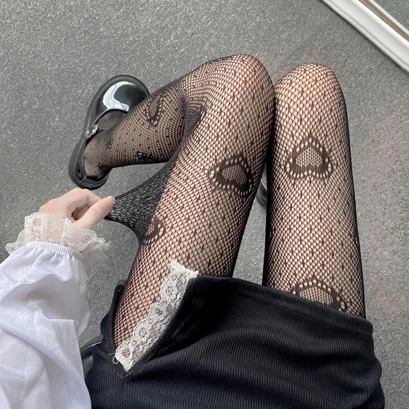 Lolita – bas résille en dentelle ajourée, collants à fond, Sexy, japonais, JK, Cosplay pour filles, 
