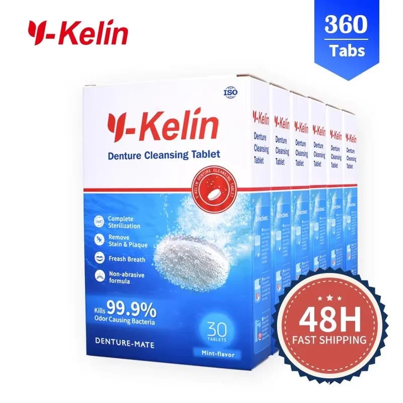 Y-kelin-Comprimés nettoyants pour prothèses dentaires, 360 onglets, effervescent, prothèse, arabisan