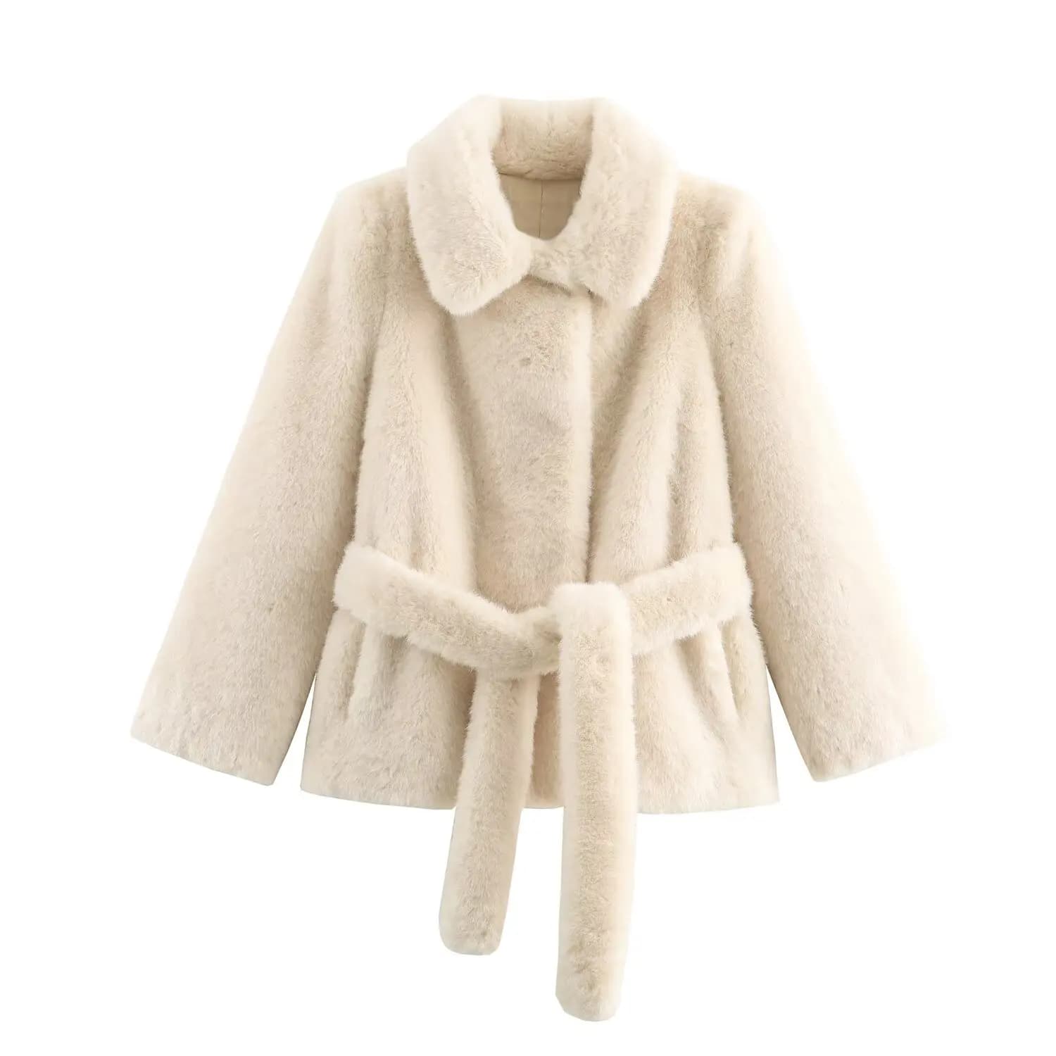 HH Manteau d'hiver chaud pour femme, manches longues, col rabattu uni, poches, veste décontractée à 