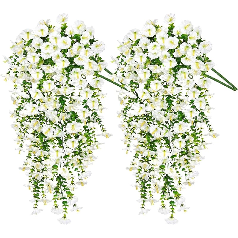 1/2 pièces 75cm blanc artificiel matin gloire tenture murale fausses plantes violettes suspendus fle