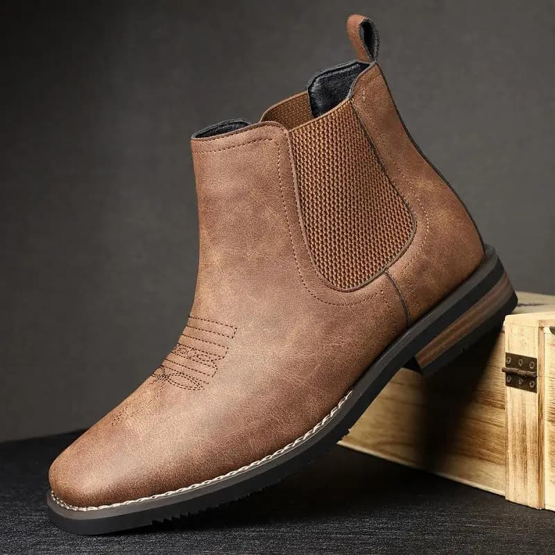 Bottes Chelsea de Luxe pour Hommes, Bottes en Cuir Faite Main Style Britannique, Bottes Montantes Dé