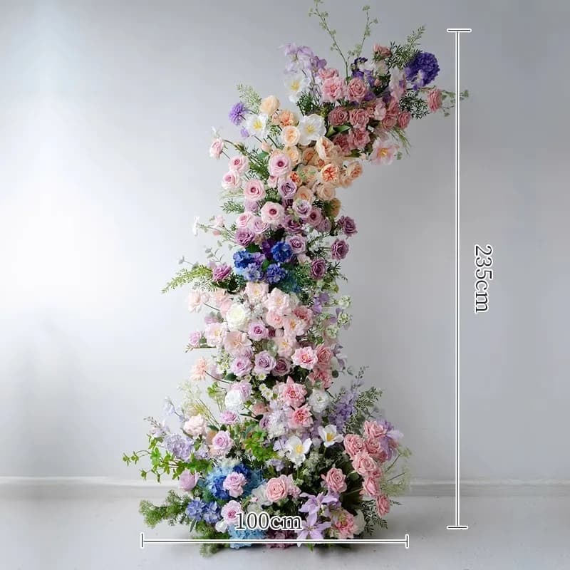 Violet Rose Rose pivoine verdure fleur rangée mariage toile de fond corne arc Arrangement Floral Ban