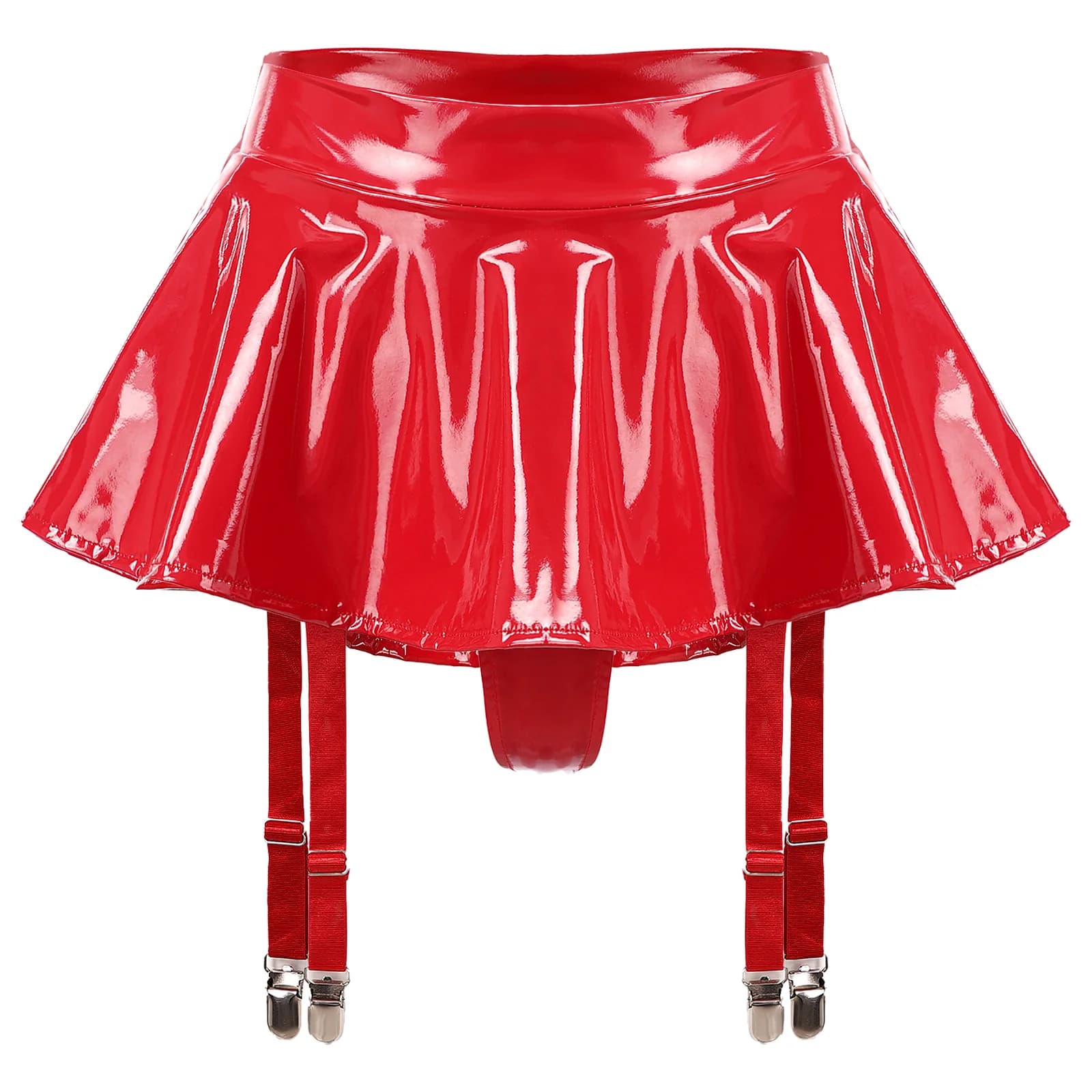 Mini jupe Sexy à volants en cuir verni pour femmes, tenue scintillante, Look mouillé, avec short, ta