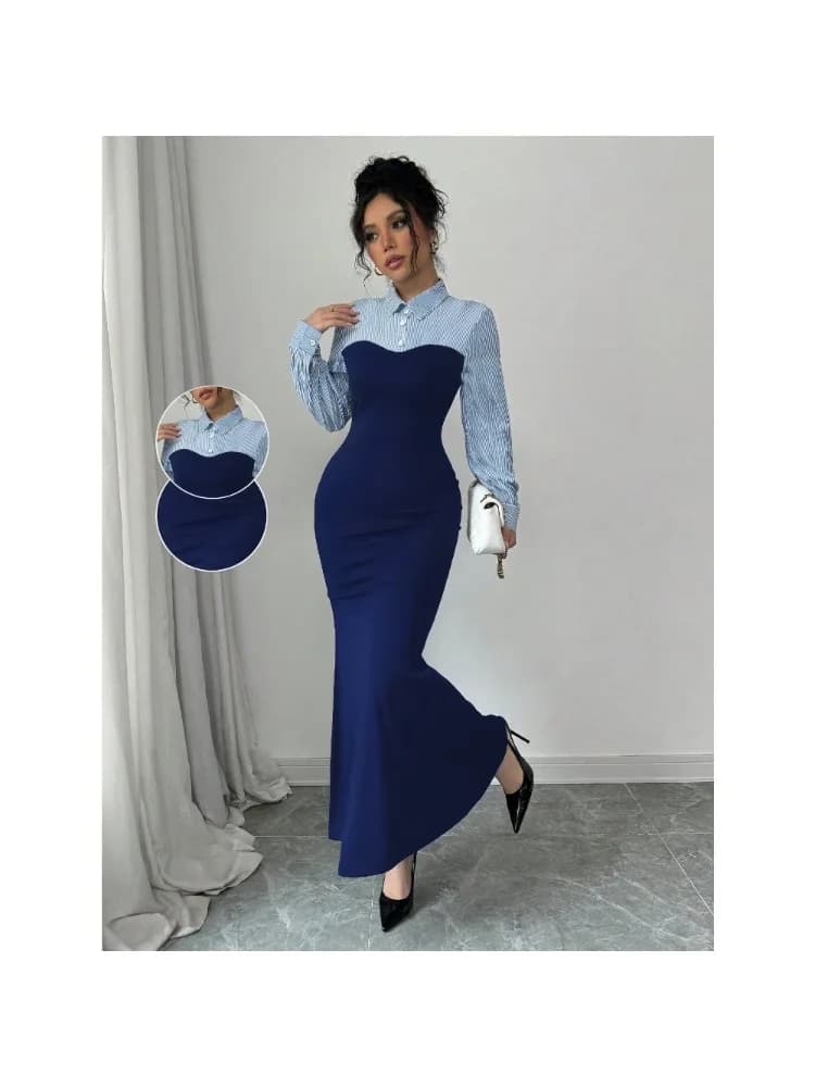 Robe pour femme automne/hiver 2025, robe moulante pour femme, robe longue, design simple et élégant 