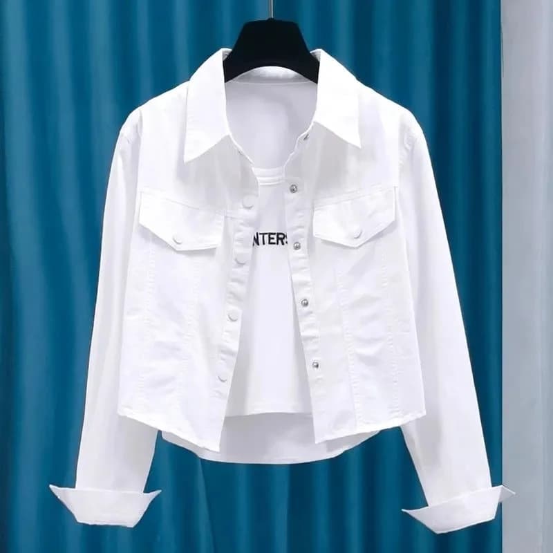 Femmes ample manches longues chemise hauts printemps automne femme mode loisirs chemises courtes cor