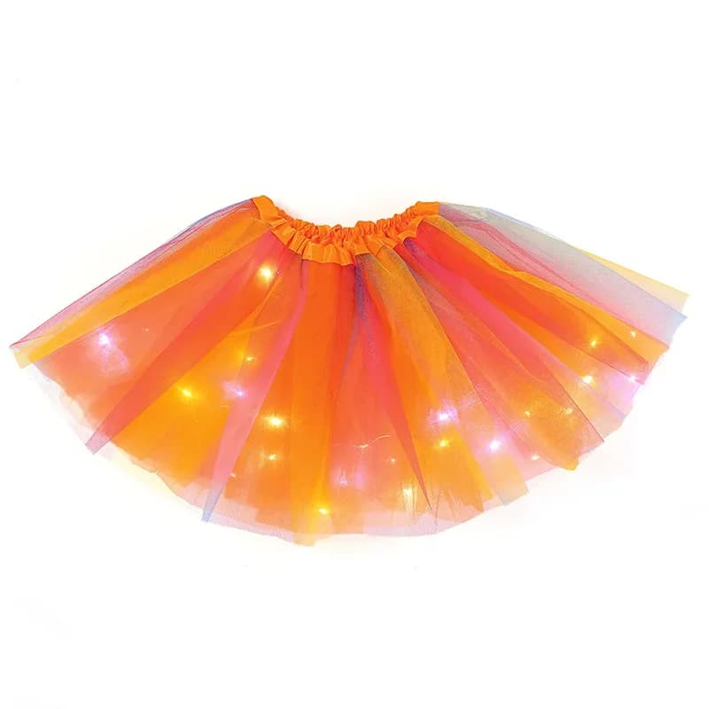 Jupes scintillantes LED pour filles, jupe en tulle arc-en-ciel pour danse de ballet, tutu court, ten