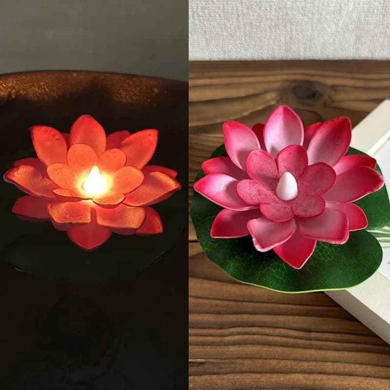 LED Lotus lampe de nuit flottant capteur d'eau lampes à fleurs jardin aquarium décor accessoires de 