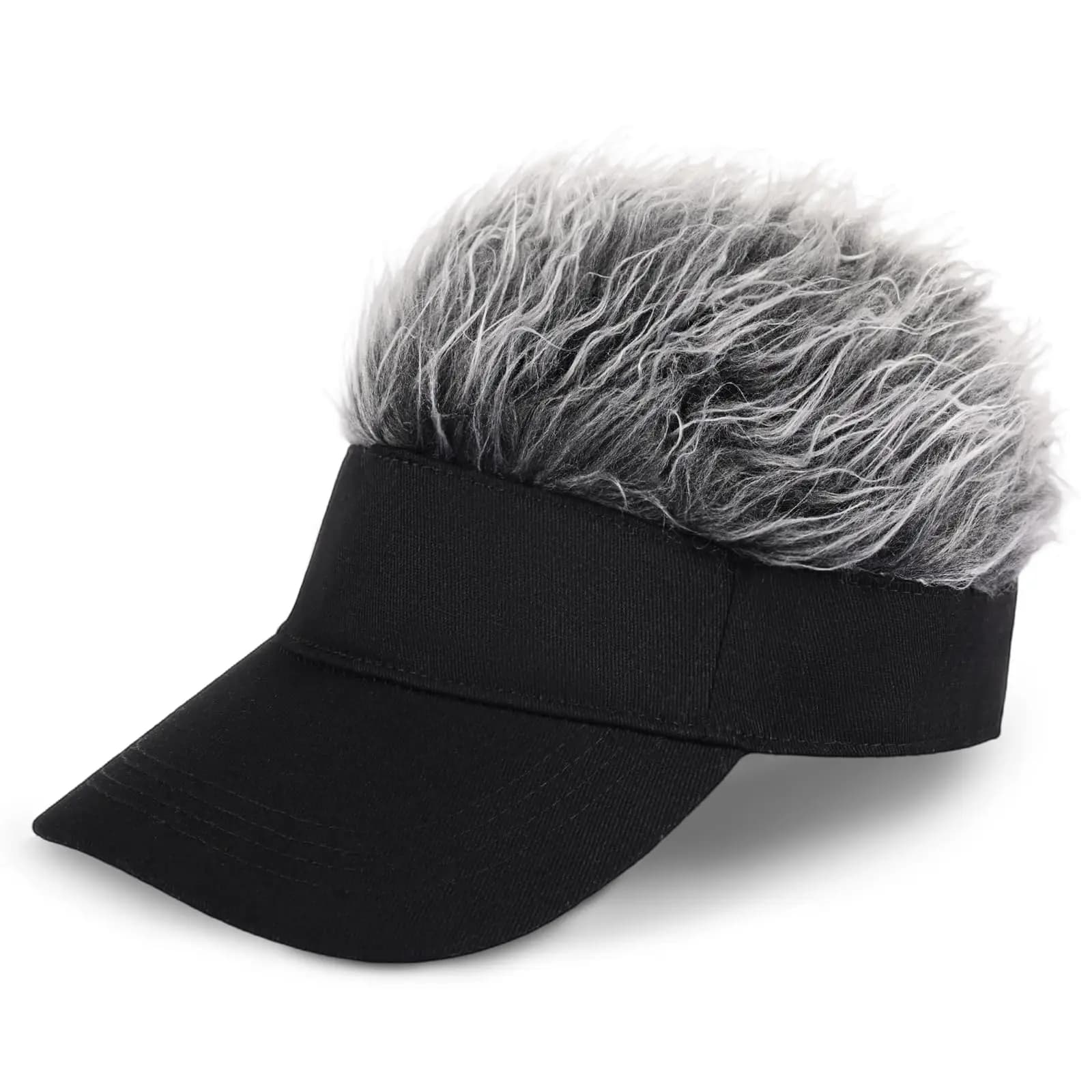 Casquette de baseball ajustable pour homme avec visière et perruque synthétique à cheveux pointus am