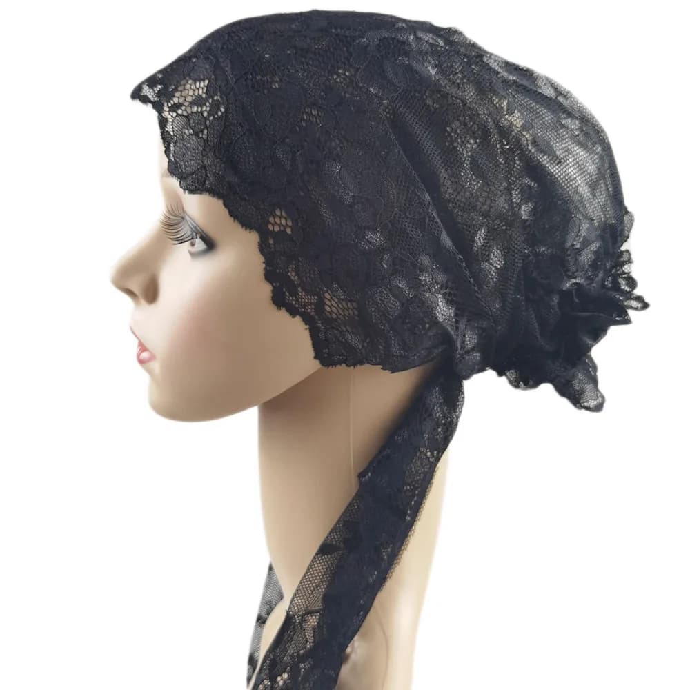 Turban en dentelle florale pour femmes musulmanes, bonnets arabes islamiques, chapeau de chimio, vêt