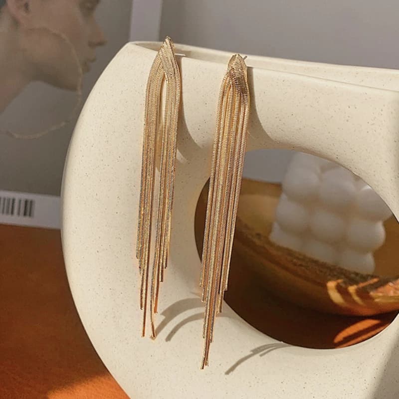 Boucles d'oreilles longues à pampilles en chaîne pour femmes, bijoux de luxe légers, Premium, Design