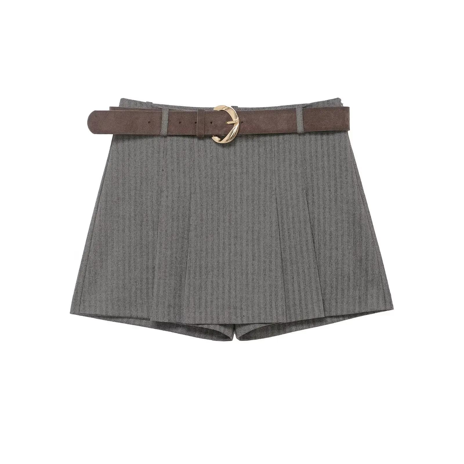 HH femmes 2026 printemps mode polyvalent ceinture plissée pantalon jupe femme haute rue tempérament 