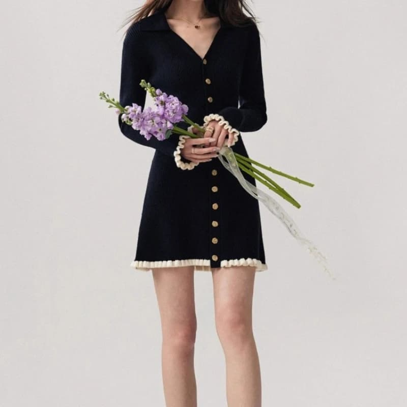Col en V femme robe tricotée tendance Cool mode décontracté haute qualité offres nouveau en coréen r