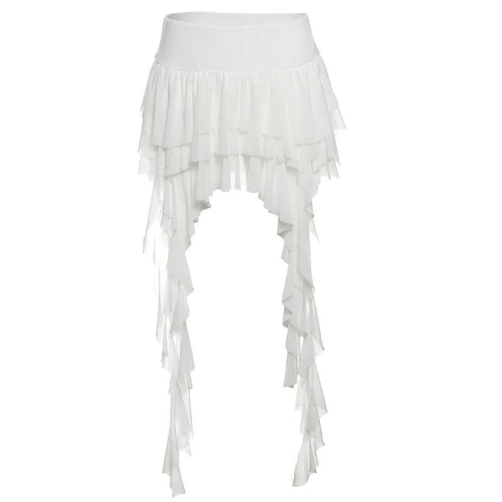 Jupe-short asymétrique bohème taille haute pour femme, jupe mini superposée irrégulière, fluide, sty