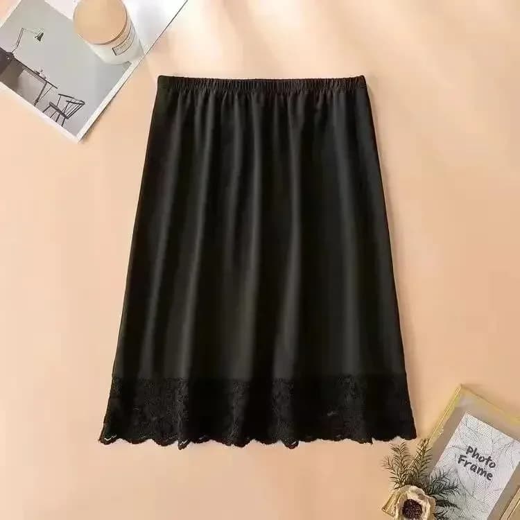 Prolongateur de jupe en dentelle au genou pour femmes, jupon de sous-jupe décontractée, longueur cre