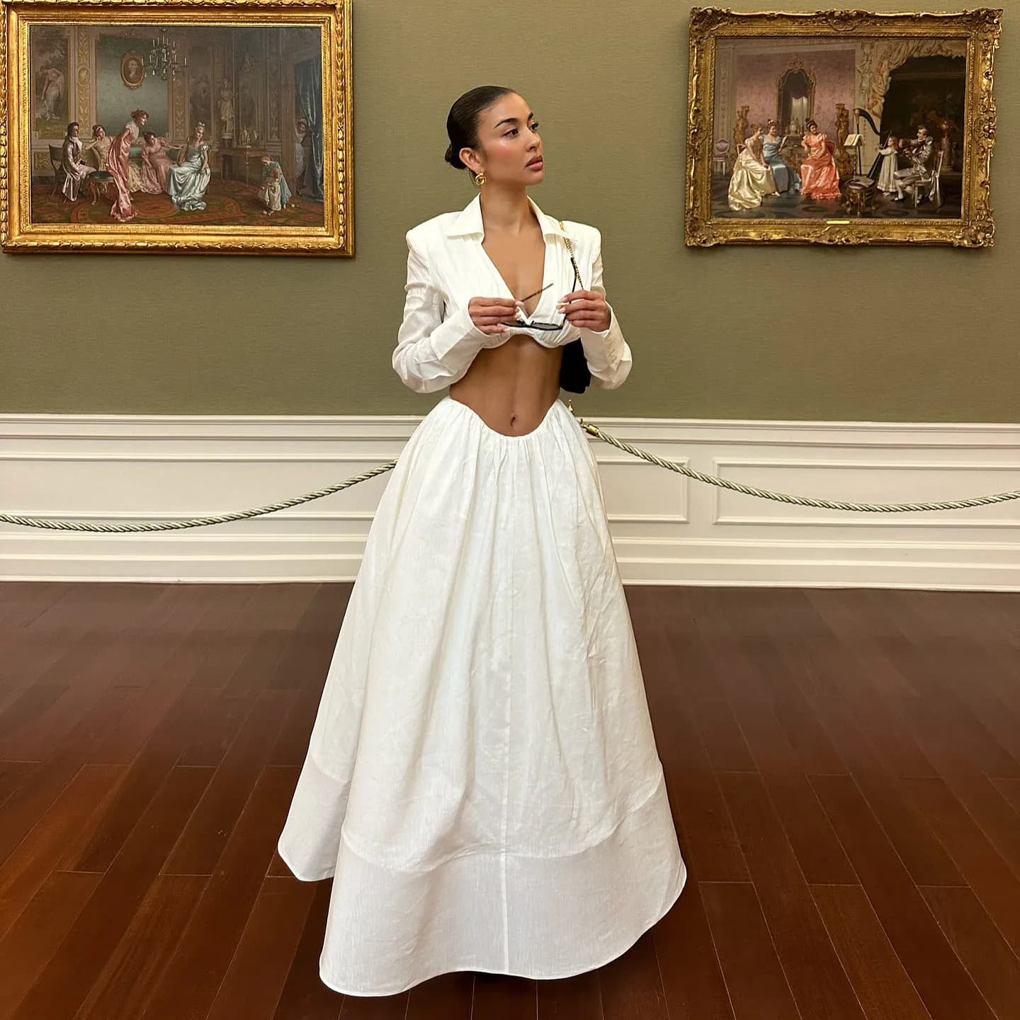 Femmes blanc longue une ligne jupe taille haute coton lin mélange Maxi jupe robe de soirée Boho Chic