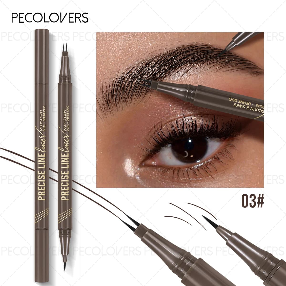 Crayon à sourcils étanche à Double extrémité, 1 pièce, ne se décolore pas, Application précise pour 