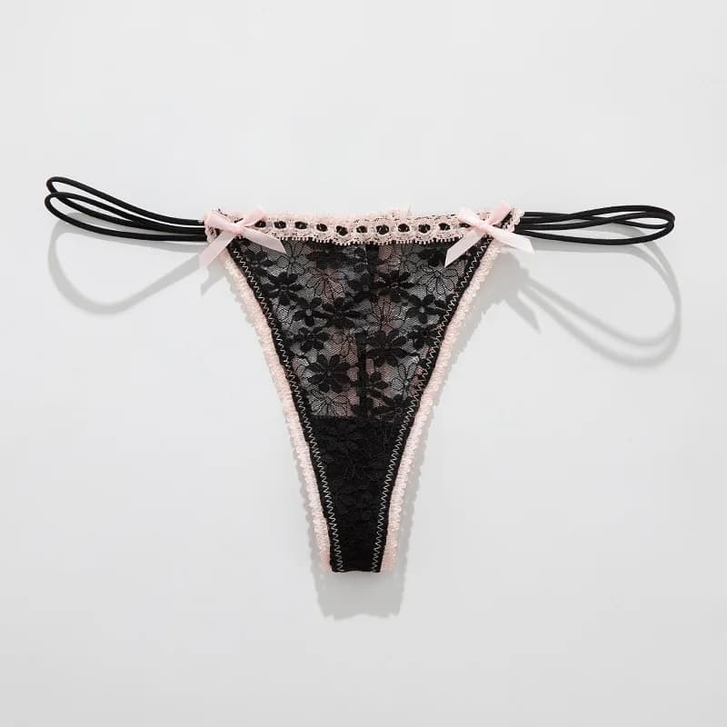 Culottes en dentelle à nœud, lingerie sexy pour femme, tenue quotidienne à la maison, strings unis, 