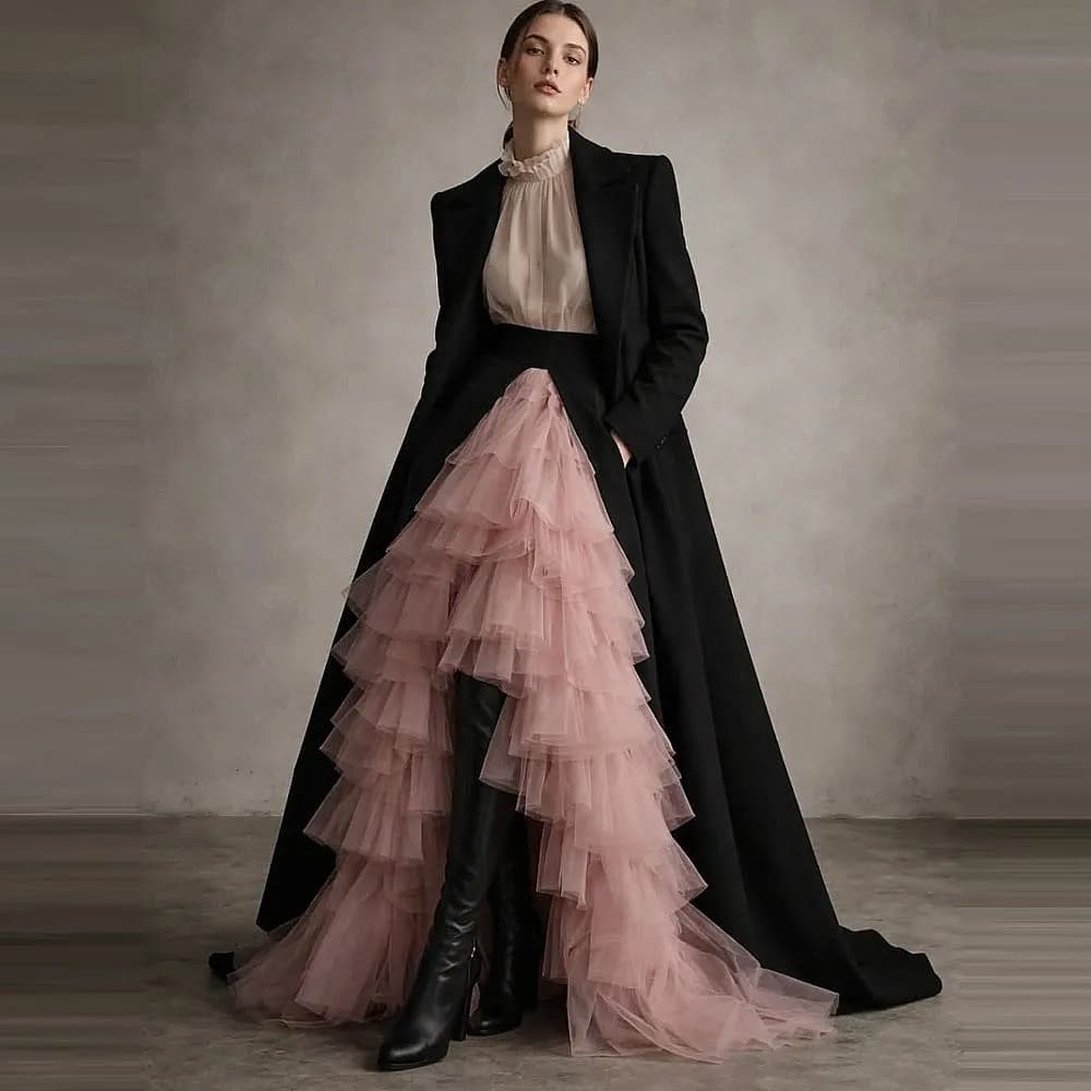 Jupe tutu en tulle moelleuse sans satin, jupe de soirée pour femme de bureau, jupe de bal à volants 